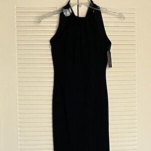 NWT David Warren Petite ‘Choker Neckline’ Black Sleeveless Cocktail Dress